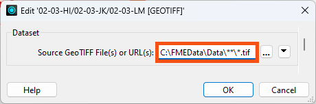 Using a glob pattern in the Source dataset parameter